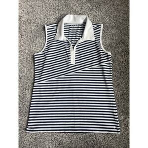 Izod Golf Women’s Performance Sleeveless Top Striped Medium Blue White